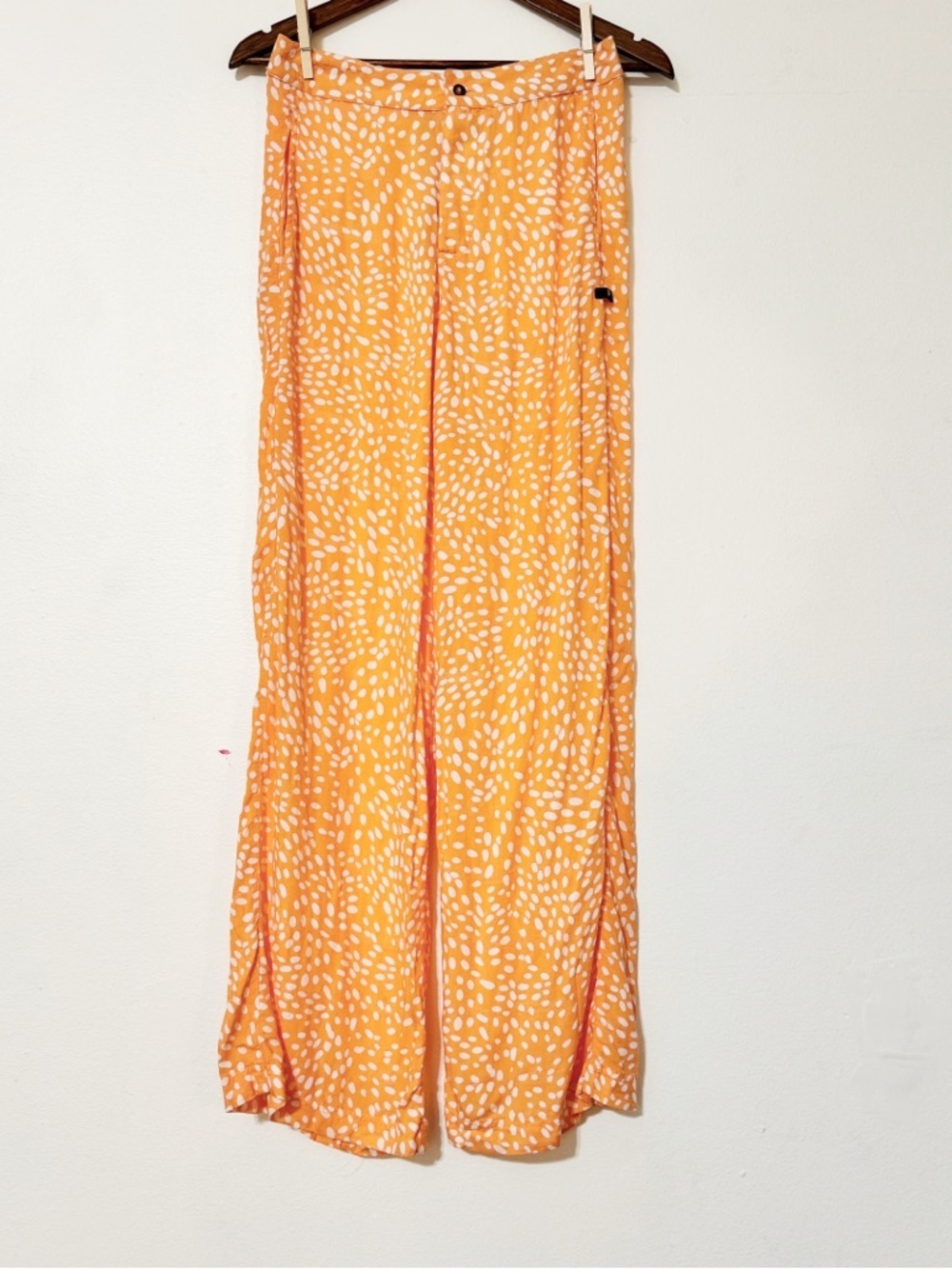 Hurley Bright Orange White Dot Wide-Leg Pants small